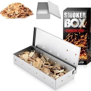 Smoker Box for Wood Chips,Pellet Smoker Tube,Stainless Steel Smoke Box for Cold or Hot Smoking,Add Smoked BBQ Flavor,Hinged Lid,Warp Free Grill Accessories,Use a Gas or Charcoal BBQ Grill