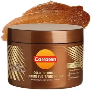 Carroten Gold Shimmer Intensive Tanning Gel | Browning Tan Accelerator | Non-Greasy, Water-Resistant with Carrot and Coconut Oil | Vitamin A & E For Moisture & Hydration | Made in Greece | 5 Fl Oz