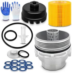 Oil Change Kit: 04152-YZZA1 Oil Filter+15620-31060 Filter Housing Cap+15643-31050 Cap Plug+oil filter Wrench+Crush Washer+90430-12031 Aluminum Oil Drain Plug Gaskets (10Pcs) For Toyota Oil Change Kit