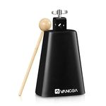 Vangoa 5 Inch Metal Steel Cow Bells Noise Makers Hand Percussion Cowbell for Sports Events Cheering Bell Solid School Bells Call Bell Alarm Bell, Black