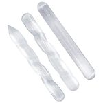 Natural Solution Selenite Healing Crystals, 2 Wands with 1 Massage Stick – High Energy Crystal Used for Cleansing and Protection White