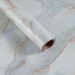 Boobest 196 x 24 Inch Wide Contact Paper Blue Gold Marble Countertop Peel and Stick Waterproof Adhesive Marble Wallpaper Roll Removable Granite Contact Paper for Laminate Countertop Marble Vinyl Paper