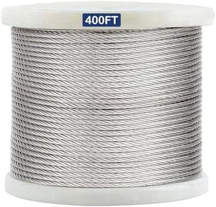 hannger 3/16" Stainless Steel Cable, 400FT Wire Rope, 7 x 19 Strand Aircraft Cable, 3700lbs Breaking Strength Metal Cable for Boat Lifts Cable, Zipline, Shade Sails