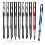 M&G 10 Pcs Fine Point Pen Liquid Rollerball Pens, 0.5mm Ultra Fine Point Pens Smooth Writing for Note Taking, Office School Supplies Gifts Student Women Men (8Black+1Red+1Blue)