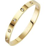 Jude Jewelers Classical Plain Stainless Steel Cubic Zircon Filled Bangle Bracelet (Gold, Womens)