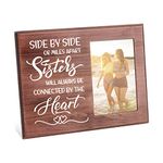 FINGERINSPIRE Side By Side or Miles Apart Sister Will Always be Connected By The Heart, Sister Wooden Picture Frame, 4x6 Inch Unique Photo Frame, Going Away Birthday Gifts for Sister Friends