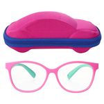 Lurrose Children Blue Light Filter Glasses Anti Eyestrain UV Glare Eyewear for Computer/Reading/Gaming/TV/Phone with Case Pink