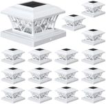 APONUO 4x4 Solar Post Cap Lights 16 Pack - 6x6 Post Cap Solar Light, 2-Mode, IP64 Waterproof, Post Lights Solar Powered for 4x4 5x5 6x6 Wood/Vinyl Posts, White
