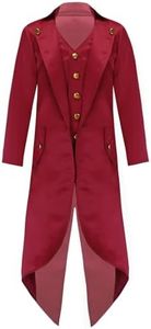 TiaoBug Kids Boys Renaissance Steampunk Costume Gentleman Tailcoat Tuxedo Jacket Coat Halloween Cosplay Party Fancy Dress Up Red 6 Years