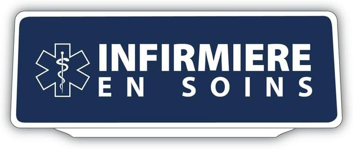 SIGNAL SAFETY Clip Plaque Pare-Soleil Infirmière en Soins avec Caducée Rétro-Réfléchissant Fond Bleu