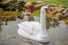 PondH2o Full Size Floating White Mute Swan Decoy, Plastic Lifelike Floating Swan Decoration for use in Water Garden Ponds, Pools, Yards & Lakes