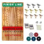 Medikaison Large 21 inches Horse Racing Board Game with 11 Luxury Metal Horses Thickened Wood Game Board Including Dice and Cards Finish Line Race Game Board(Light Flame)