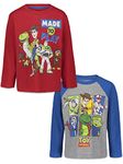 Disney Pixar Toy Story Woody Buzz Lightyear Forky Little Boys 2 Pack Long Sleeve T-Shirts Red/Gray/Blue 6