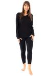 Daisy Dreamer Womens Thermal Sets Long Sleeve Top & Pants Ladies Warm Winter Baselayer Tops Trouser Set, Black UK 18-20