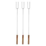 3Pcs Marshmallow Roasting Forks with Wooden Handle, 18.6In Stainless Steel Barbecue Forks, Multifunctional Hot Dog Roasting Fork for Camping, Bonfire, Fireplace, Picnic