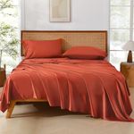 Andency Orange Queen Sheets Set, 100% Viscose Derived from Bamboo, Cooling Bed Sheets Queen Size, Deep Pocket Up to 16", Silky Soft Sheets, Hotel Luxury Breathable Bedding Sheets & Pillowcases…