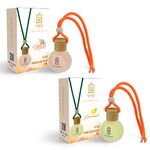 UNO Aroma Car Air Freshener Musk & lemonade with Essential Oils Fragrance in Wooden Bottle with Wooden Diffuser Lid (15 ml) Each (Pack of 2)