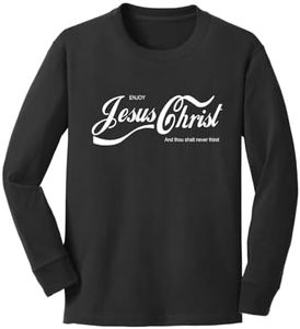 Enjoy Jesus Christ Shirt – Thou Shalt Never Thirst, Funny Christian Gifts for Men Women, Faith Apparel Inspirational Youth Long Sleeve Graphic Shirt, Black, X-Large