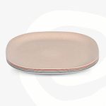 Eha Set of 4 Earth-Friendly Square Dinner Plates |9 inch| Unbreakable Plates Made with Bamboo Fibers & Rice Husk Fiber | Microwave Safe Full Dinner Plates | for Hot & Cold Servings |Multicolor