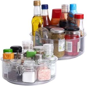 MATANA 9" Clear Lazy Susan Organizer for Cabinet (2 Pack) Clear Spinning Organizer, Clear Turntable Organizer, Rotating Lazy Susan Turntable for Cabinet, Fridge, Refrigerator, Bathroom, Spice, Kitchen