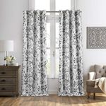 Elrene Home Fashions Avalon Botanical Print Blackout Window Curtain Panel, 52" x 84"(1, Grey