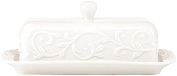 Lenox Opal Innocence Carved Butter Dish, White -