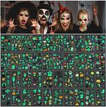 516 Pieces Assorted Halloween Temporary Tattoos for Kid, Glow in the Dark Tattoos, Temporary Tattoos for Kid, Halloween Temporary Face Tattoo for Halloween Party Favor Trick or Treat Present, 40 Sheet