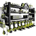 NattyDot Power Tool Organizer Wall Mount,Cordless Drill Organizer,4 Layers Large Capacity Tool Rack with 8 Drill Holders (BLACK)