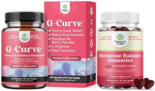 Bundle of G-Curve Butt and Breast Growth Capsules - Horny Goat Weed Muira Puama & Maca Root and Hormone Balance Gummies PMS Support Supplement to Regulate Menstrual Cycle with Vitamin B6 & Dong Quai