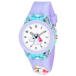 ON TIME OCTUS Kids Analouge Multi-Color Light Cute 3D Cartoon Character Girls Watch (Multicolour Dial & Purple Colored Strap) (Purple Unicorn)