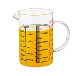 Ackers BORO3.3 Glass Measuring Cup-[Insulated handle | V-Shaped Spout]-Made of High Borosilicate Glass Measuring Cup for Kitchen or Restaurant, Easy to Read, 500 ML (16 Oz, 2 Cup)