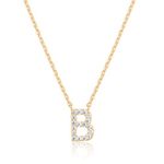 PAVOI 14K White Gold Plated Cubic Zirconia Initial Necklace | Letter Necklaces for Women | B Initial