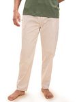 DaMENSCH The Stretch Men's Woven Cotton Tapered Fit Pyjama Pants- Oatmeal Beige- Large