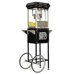 FunTime Sideshow Popper 4-Ounce Hot Oil Popcorn Machine with Cart, Black/Silver