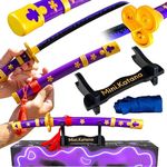 Mini.Katana Like-Original Purple Enma Mini Katana - 15" Hand-Made Semi-Sharp 1095 Carbon Stainless Steel Real Katana Sword - Emerge in The World of One Piece Perfect for Cosplay