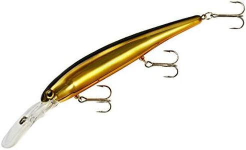 Bandit Lures Walleye Deep Minnow Jerkbait Fishing Lure, Fishing Accessories, Dives ro 27-feet Deep, 4 3/4', 5/8 oz, Gold Black Back, (BDTWBD262)