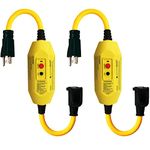 Electriduct GFCI Inline with 18" Single Outlet Cord UL Outdoor Waterproof 15 Amp 12 Gauge Auto Reset GFI Adapter (2 Pack)