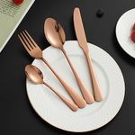 HOKIPO Rose Gold 24 PCS Cutlery Set Stainless Steel Flatware Set, Mirror Finish with Gift Box (AR4565)