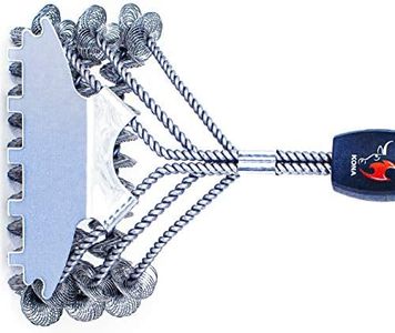 Kona Safe/Clean Grill Brush and Scraper with Speed/Scrape - Bristle Free BBQ Grill Brush - 100% Rust Resistant Stainless Steel Barbecue Cleaner - Safe for Porcelain, Ceramic, Steel, Cast Iron