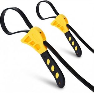 EMSTAR 2PCS Strap Wrench Set, Adjustable Rubber Strap Wrench Upgrade for 4 to 6 Inches Reinforced Rubber Belt, Jar Opener for Weak Hands