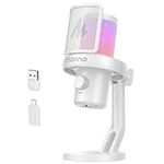 MAONO Wireless Microphones for PC, Gaming Mic with Software AI Voice Change, One-tap Noise Cancellation, Custom EQ, Adjustable RGB Light, Monitoring, for Gaming, Podcasting, Streaming, DM40 White