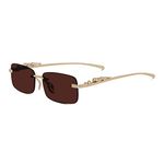 CREATURE MC Stan goggles Rimless Unisex Sunglasses Retro Vintage Gold Frame Rectangular Premium Designer (BROWN)