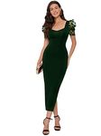 Sheetal Associates Women's Half Sleeve Sweetheart Neck Bodycon Casual Maxi Dress Green