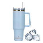 Somerway 1182ml Travel Mug 40oz Tumbler with Straw and Lid, Stainless Steel Double Wall Vacuum Insulated Coffee Mug for Hot and Cold Coffee, Travel Mug with Handle, Coffee Mug for On The Go Blue