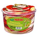 Haribo Anaconda Giant Snakes, Gummy Bears, Wine Gummies, Fruit Gummies, 30 Pieces, 1200 g Tin