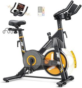 2026 Toputure Exercise Bike with Touchscreen LCD Display, Spin Bike with App Control 32-Level Electric Magnetic Resistance, Exercise Bikes for Home Use with Dumbbell Rack, 330lbs Weight Capacity