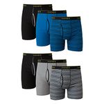 Hanes Boxer Briefs, Cool Dri Moisture-Wicking Underwear, Cotton No-Ride-up for Men, Multi-Packs Available, 6 Pack - Striped Assorted, 3X-Large