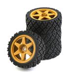 Chanmoo 1/10 RC On Road Tires Rubber Rally Tyres and Wheels Rims 12mm Hex for 1/10 Scale RC Racing Drift Car HPI KYOSHO Tamiya XV01 XV02 TA06 TT01 TT02 PTG2 144001 A959 4PCS