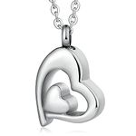 Beydodo Necklace Urn Heart Stainless Steel Necklace Heart Silver Women Cremation Jewellery