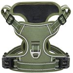 HEELE Dog Harness, Dog Harness for Small Medium Large Dogs No Pull Adjustable Padded Reflective Harness with Handle for Walking Training, Green, XS